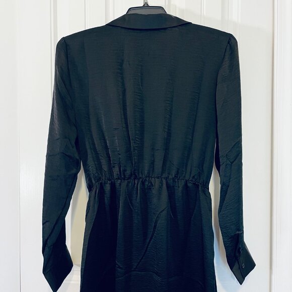Steve Madden Washed Satin Faux Wrap Dress in black (L) New with Tag - Picture 11 of 13